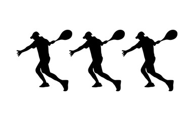 Racquet Sports .collection of male pickleball player silhouettes isolated on white background.Tennis racket vector illustration, clipart style tennis racket symbol
