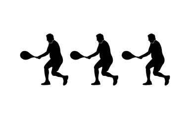 Racquet Sports .collection of male pickleball player silhouettes isolated on white background.Tennis racket vector illustration, clipart style tennis racket symbol

