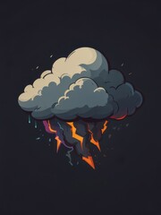 Stormy Cloud Cartoon Illustration flat background