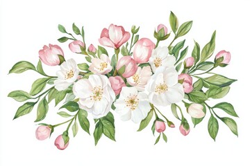 Obraz premium Watercolor floral arrangement botanical garden illustration bright colors close-up nature beauty