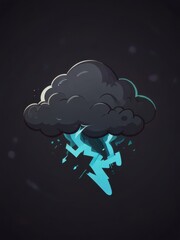 Stormy Cloud Cartoon Illustration flat background