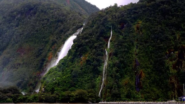 Freshwater Basin with Stunning View of Bowen Falls in Fiordland National Park