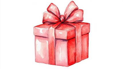 Obraz premium Festive watercolor gift box home celebration illustration cozy setting close-up view joyful concept