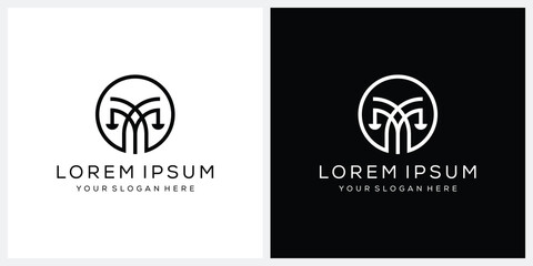 simple letter M law firm justice logo design template