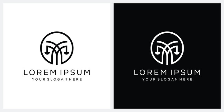 simple letter M law firm justice logo design template