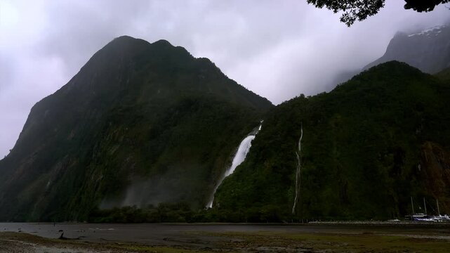 Freshwater Basin with Stunning View of Bowen Falls in Fiordland National Park