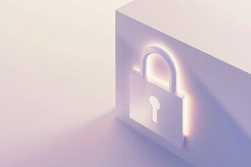 Subtle Illustration of a Glowing Lock Icon for Digital Security Design