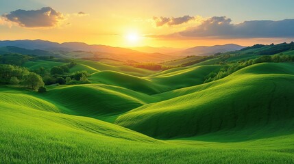 Obraz premium Colorful grassland illuminated by setting sun.