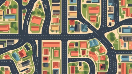 Obraz premium City and roads background illustration concept. Public park and town with sky background.Beautiful nature scene with road to city.