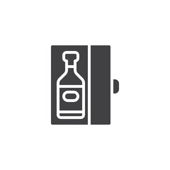 Box with wine bottle vector icon