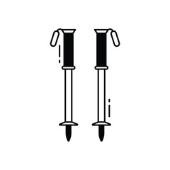 Trekking pole vector icon