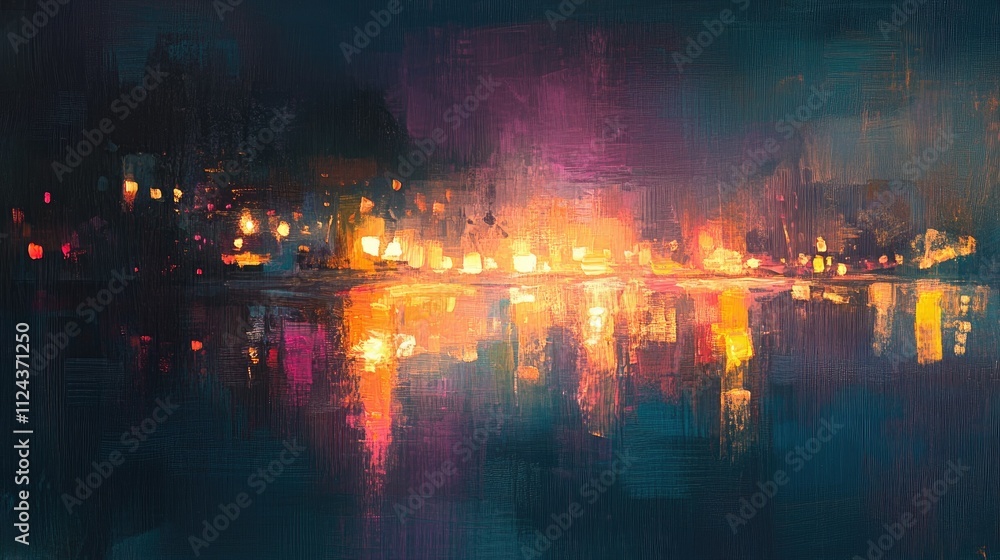 Aufkleber subtle colorful glimmers and soft light reflections creating a serene yet vibrant dark ambiance