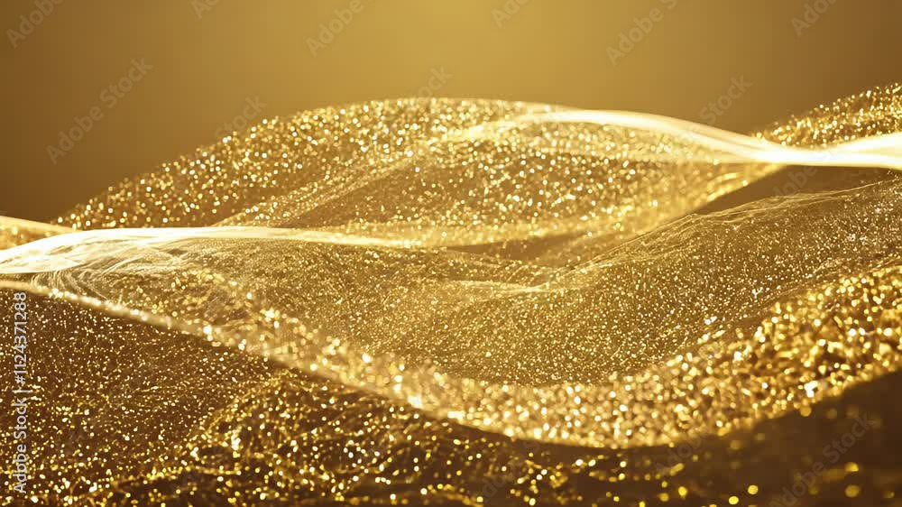 Poster golden waves of shimmering light dance in mesmerizing harmony creating a magical atmosphere in this 