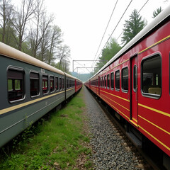 Naklejka premium Beautiful Czech passenger train with carriages
