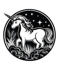 Fototapeta premium Unicorn silhouette vector illustrations