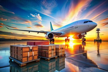 Freight Logistics: Airplane & Cargo Pallets - Modern Transportation