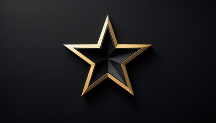 Obraz premium a gold star with a black star on a black background.