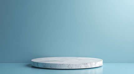 Marble Podium Minimalist Display: A clean and minimalist design showcasing a white marble podium on a muted blue background, ideal for showcasing products, cosmetics, or artwork.