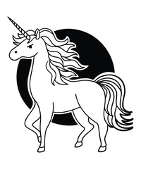 Unicorn silhouette vector illustrations
