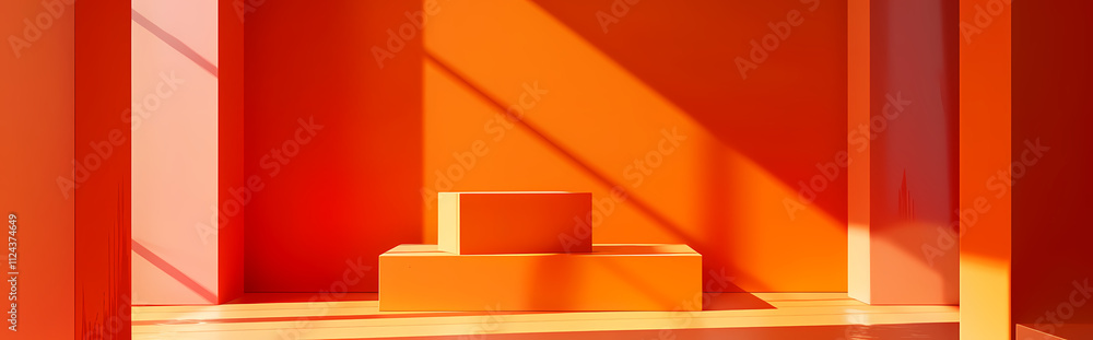 Aufkleber orange minimalist product display: a clean and minimalist product display featuring a single, simple