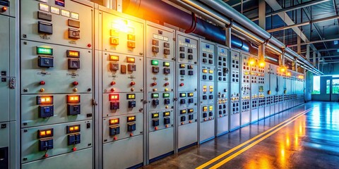 Industrial Electrical Switchgear at Power Plant Substation - High-Definition Image