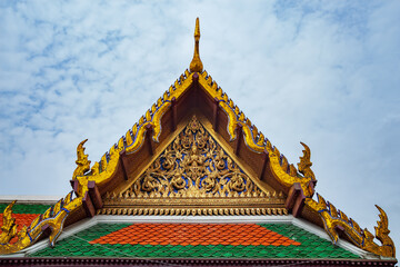 Ornate Pediment At Grand Palace In Bangkok, Thailand