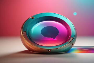 Attractive smartphone with floating chat bubbles, social media chat app