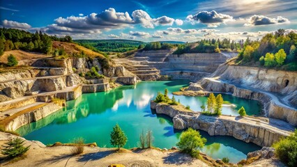 Limestone Quarry Under Clear Sky - Stunning Landscape Photography