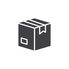 Cardboard box with tape vector icon