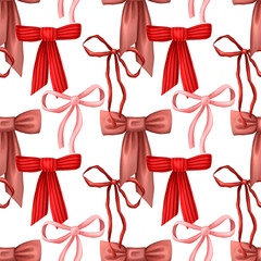Festive seamless pattern with bows and ribbons