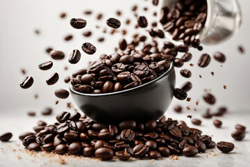 Obraz premium Generous Exploding the coffee bean white background