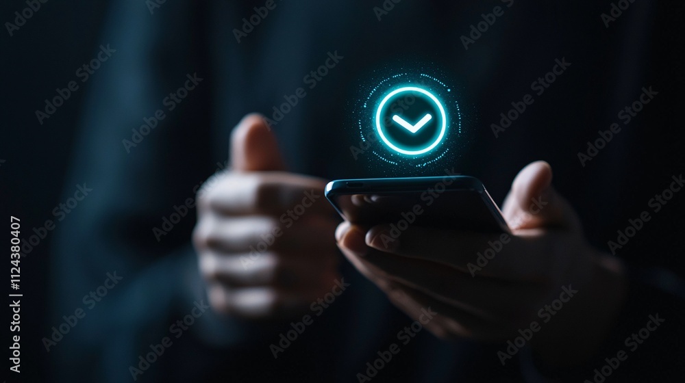 Poster a close-up of a person using an encrypted messaging app, with a focus on the anonymous sender s icon