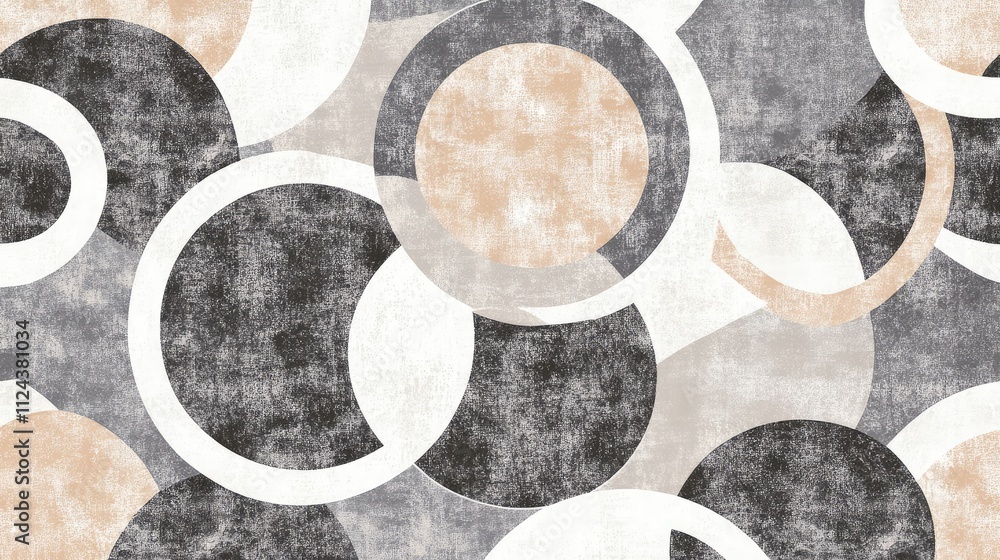 Poster abstract circular pattern in earthy tones and textured background
