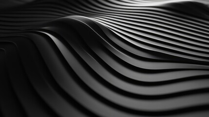 Fototapeta premium Smooth Black Waves on a Textured Surface with Light and Shadow Effects