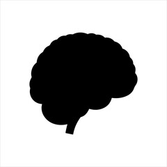 Black brain silhouette vector illustration on white background 
