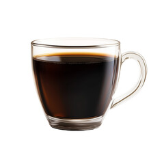 Glass Cup of Black Coffee Isolated on White and Transparent Background