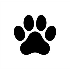 Black dog paw silhouette vector illustration on white background