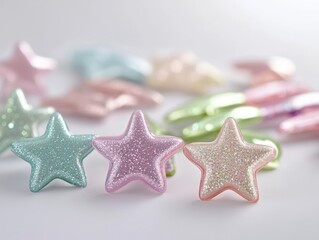 Colorful star-shaped embellishments for crafts.