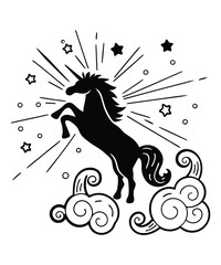 Unicorn silhouette vector illustrations