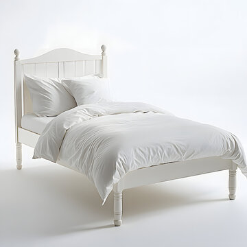 White single bed isolated on white background