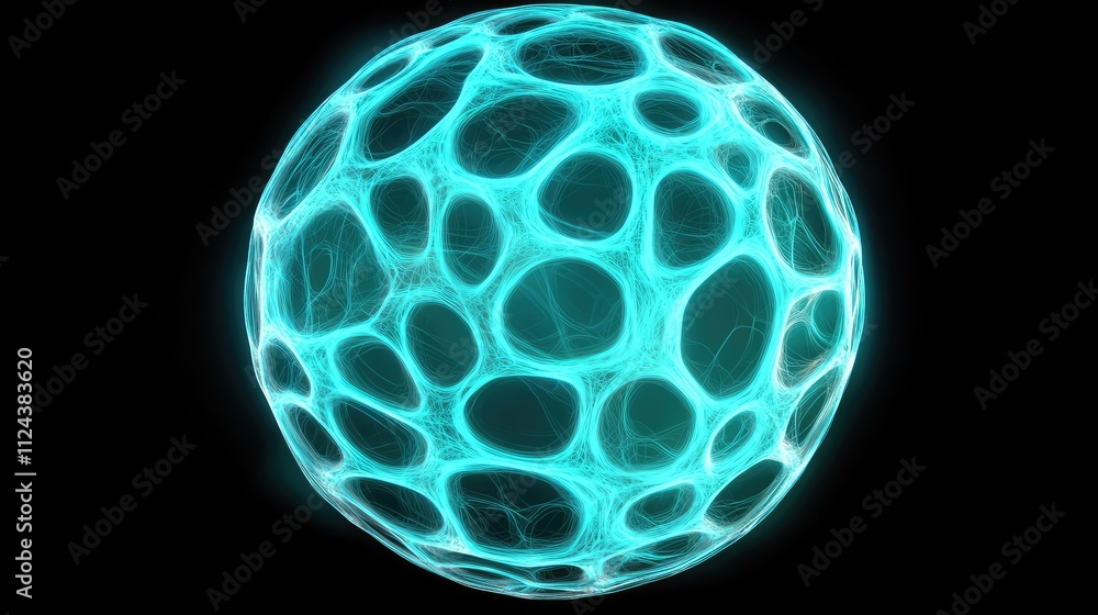 Aufkleber abstract glowing sphere with dynamic blue lines and spaces