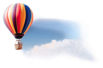 Fototapeta premium watercolor air balloon on isolated background, watercolor illustration, hand drawing Halloween clipart, orange balloon, Generative AI