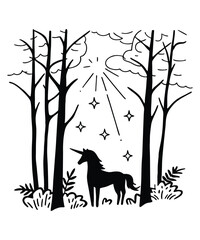 Unicorn silhouette vector illustrations
