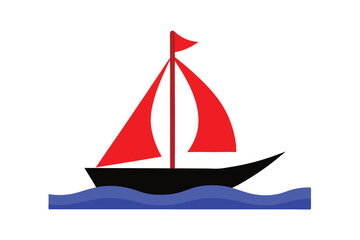 Sailboat river color vector design