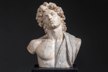 Obraz premium Marble bust of a young man with curly hair
