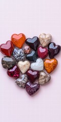 Obraz premium Colorful heart-shaped gemstones and crystals