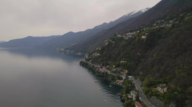 Drone footage of Ronco sopra Ascona, Ticino, Switzerland.