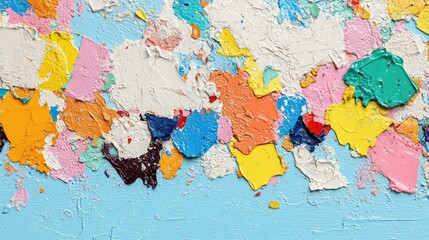 Colorful Abstract Texture with Paint Chips on Blue Background