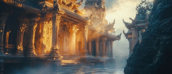 Intricate architectural details of an ornate building under a dramatic sky influenced by the passing of time