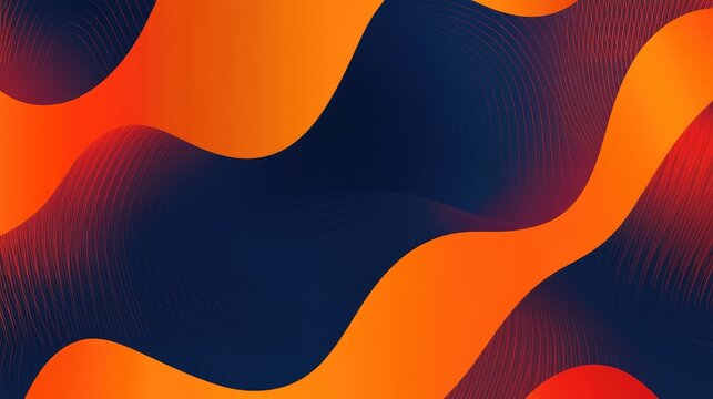 Abstract Colorful Waves in Orange and Dark Blue Background